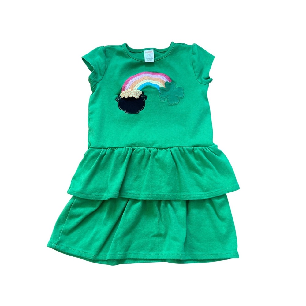 Gymboree Dress Kids Green St Patricks‎ Day Rainbow Tiered Ruffle SIZE 5T
